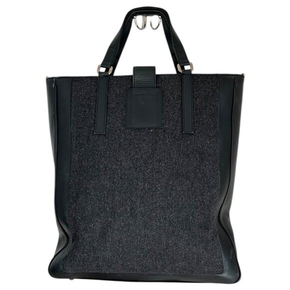 Tiffany & Co Smooth Leather & Grey Wool Conner Slim Tote Laptop Bag Authentic - Picture 2 of 10